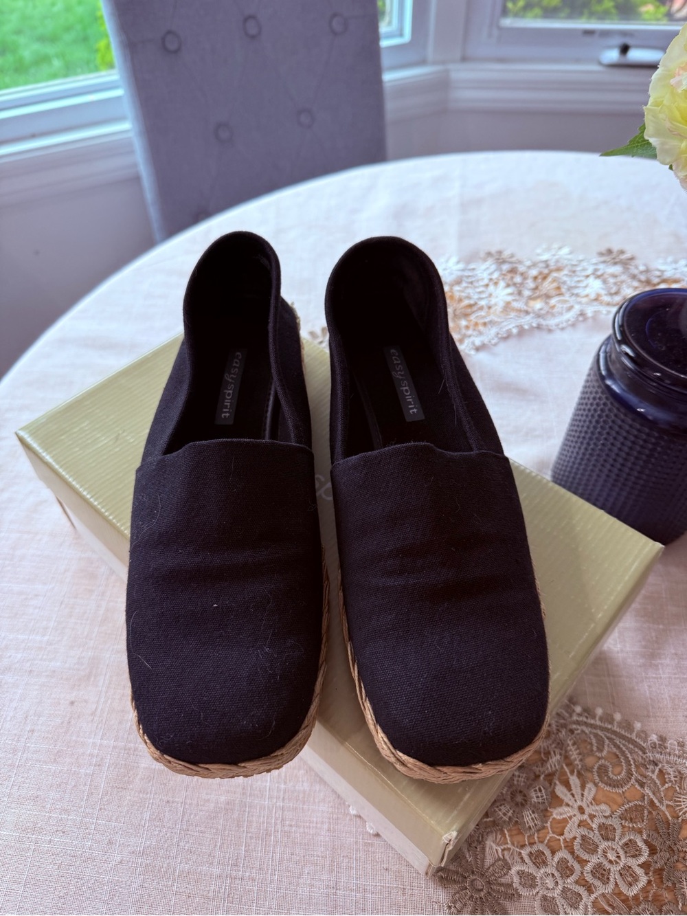 Easy Spirit Black Canvas Espadrille Slip-Ons